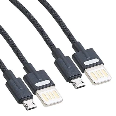 Abbildung von Callstel Ladekabel Huawei: 2er Set Lade &amp; Datenkabel USB auf Micro USB, zweiseitige Stecker, 1 m (Ladekabel Kompatibel mit Samsung Galaxy A5, Kabel, verdrehsicher, Festplatten Adapter)
