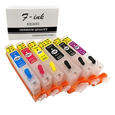 Abbildung von F ink Leere nachfüllbare Tintenpatrone für PGI 580XXL CLI 581XXL, kompatibel mit Pixma TS8150 TS8151 TS8152 TS9150 TS9155 TS8350 TS8250 TS8251 TS8252 Drucker (PGBK, BK, C, M, Y,PB)