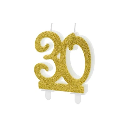 Abbildung von partydeco Geburtstagskerze, Geburtstagskerzen 30 Jahre 7.5cm, gold / glitzer