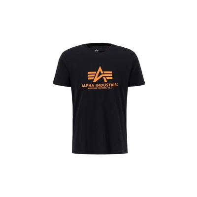 Abbildung von Alpha Industries Tshirt print, Herren, Größe: Large, Black /neon orange