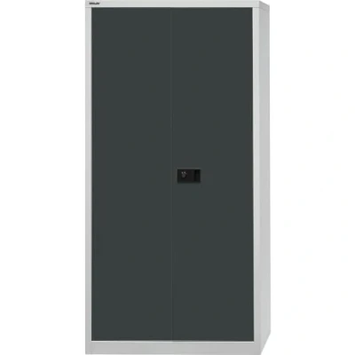 Abbildung von BISLEY Flügeltürenschrank Universal, 4 verzinkte Fachböden, 5 OH, Metall, 525 Korpus Lichtgrau, Fronten Anthrazitgrau, 40 x 91.4 195 cm