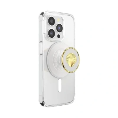 Abbildung von ​​​​​​​​​​​​PopSockets runder Telefongriff kompatibel mit MagSafe, Adapterring im Lieferumfang enthalten, Telefonhalter, kabelloses Laden Enamel Venus White