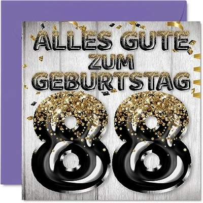 Abbildung von Stuff4 88. Geburtstagskarte für Männer Schwarz Gold Glitzerballons Alles Gute zum Geburtstagskarten 88 Jährige Mann Papa Opa, 145mm Achtundachtzig Achtundachtzigster Geburtstag Grußkarten