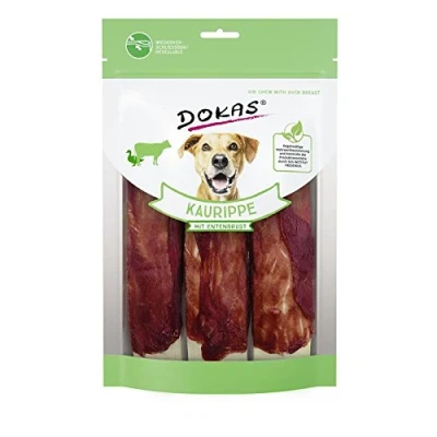 Abbildung von Dokas Kaurippe Entenbrust 6er Pack 6 x 210 g Snacks für Hunde Als Belohnung zwischen den Mahlzeiten Kerniger Knabber und Kauspass aus Rinderhaut mit Entenbrustfilet