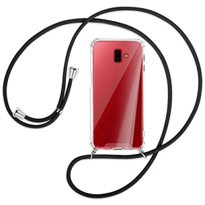 Abbildung von mtb more energy Handykette kompatibel mit Samsung Galaxy J6 Plus, J6+ 2018 (SM J610, 6.0&#039;&#039;) schwarz Smartphone Hülle zum Umhängen Anti Shock Full TPU Case