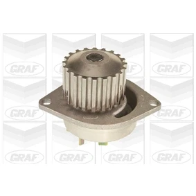 Abbildung von GRAF PA491 Wasserpumpe 20 mit Dichtring mechanisch Stahlblech 59,258 für Zahnriementrieb PEUGEOT: 206 Schrägheck, 205 II 106 Schrägheck