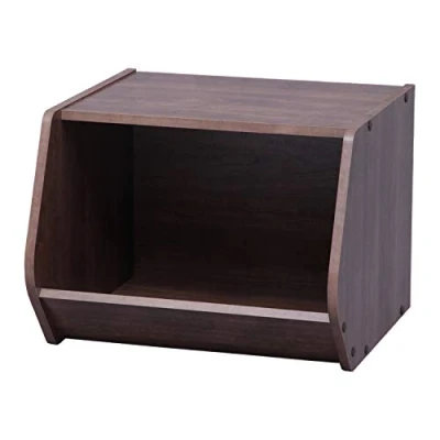 Abbildung von Iris Ohyama, Regal, AufbewahrungsBoxen aus Holz, Beistellmöbel, Vielseitig, Stapelbar, Design, Büro, Schlafzimmer, Wohnzimmer Stack Box STB 400 Hellbraun