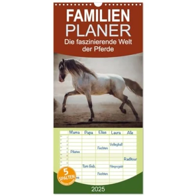 Abbildung von Familienplaner 2025 Die Faszinierende Welt der Pferde mit 5 Spalten (Wandkalender, 21 cm x 45 cm), CALVENDO