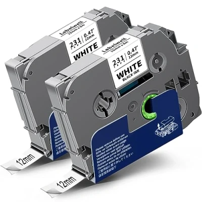 Abbildung von 2x Labelwell kompatibel 12mm für TZe 231 Laminated Tape Schriftband Brother Ptouch TZe231 P touch H100LB PT E110 H101C 1000 PTD400VP PTH105 H110 D600VP H107B Schwarz auf Weiß