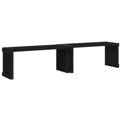 Abbildung von vidaXL Gartenbank, Sitzbank Parkbank Ausziehbar, Bank Holzbank für Garten Terrasse, Außenbank Gartenmöbel, Schwarz 212,5x40,5x45cm Massivholz Kiefer