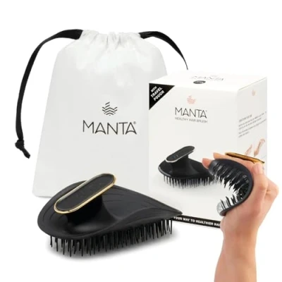 Abbildung von Manta Haarbürste ohne Ziepen, Kopfhaut Massagebürste, fördert gesundes Haarwachstum und Durchblutung, Entwirrbürste, für Lockiges Glattes Haar, Shampoo Bürste, Kopfhautbürste, Burgunderrot