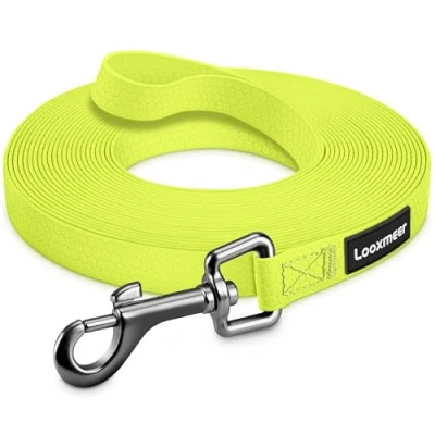 Abbildung von Looxmeer Wasserdicht Schleppleine 3m /5m /7m /10m /15m /20m /25m /30m Hundeleine mit Handschlaufe D Karabiner, Wasserfest Laufleine für Große bis Kleine Hunde, Reißfeste und Robuste Übungsleine