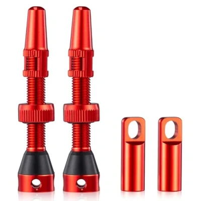 Abbildung von HZJD 2 Stück Presta Tubeless Ventile, Rot, Vorbau(44 mm)