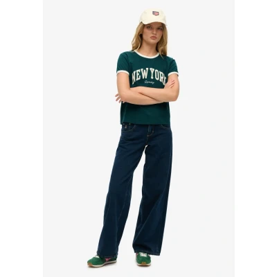 Abbildung von Superdry Athletic Essential Ringer Tshirt print, Damen, Größe: 38, Dark pine green