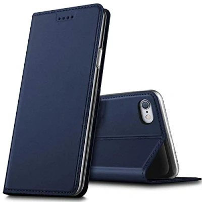 Abbildung von Verco Handyhülle für iPhone 6S, Premium Handy Flip Cover Apple 6 Hülle [integr. Magnet] Book Case PU Leder Tasche (4,7 Zoll), Blau
