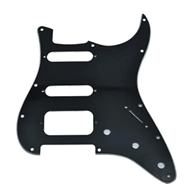 Abbildung von KAISH Northwest Guitars Pickguard für Stratocaster, 11 Löcher, 2 Schrauben, runde Ecken, Humbucking, Tonabnehmer, Halterung, passend American Fender Strat, Schwarz, 3 lagig