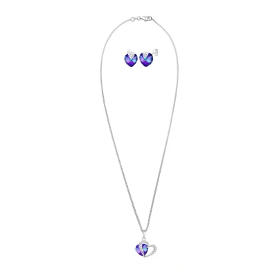 Abbildung von Elli Schmuckset Damen Herzen Anhänger Symbol Liebe elegant mit Kristallen in 925 Sterling Silber