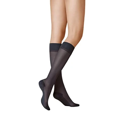 Abbildung von KUNERT Feinkniestrümpfe Cotton Sole 20 (1 Paar) Transparente Kniestrümpfe mit atmungsaktiver Baumwoll Sohle