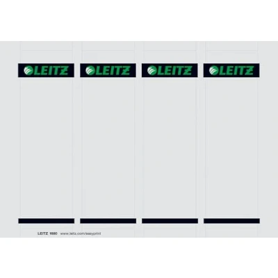 Abbildung von Leitz PC beschriftbare Ordnerrücken Etiketten für Qualitäts Ordner 180, 100 Stück aus Karton, Kurzes und breites Format, 56 x 190 mm, grau, 16800085