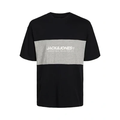 Abbildung von Jack &amp; Jones Jjelegacy Blocking TEE Oneck Tshirt print, Herren, Größe: 5XL, Black