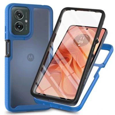 Abbildung von XINNI Hülle für Motorola Moto G55, 360 Grad Stoßfeste Schutzhülle mit Integriertem Bildschirmschutz, Robuster Bumper Outdoor Full Body Case, Dunkelblau