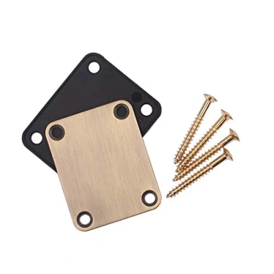 Abbildung von Alnicov 4 Loch E Gitarren Halsplatte mit Schrauben für Strat Tele Style Gitarre Bass Messing