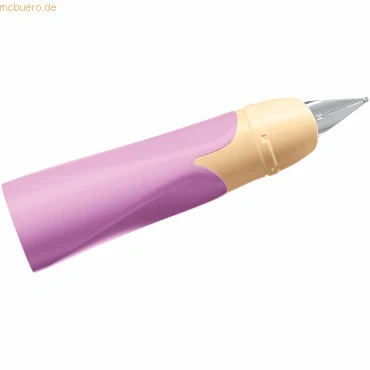 Abbildung von Linkshänder Griffstück für ergonomischen Schulfüller mit Standard Feder M STABILO EASYbirdy Pastel in soft pink/apricot