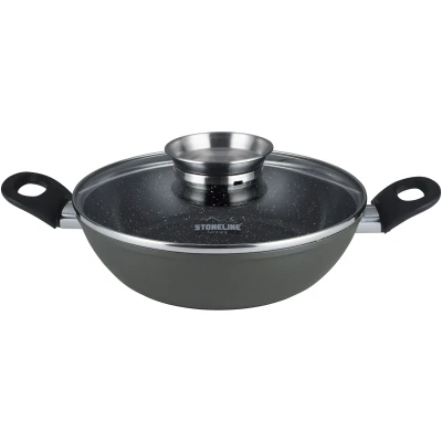 Abbildung von STONELINE Servierpfanne CERAMIC 24cm, Keramik Beschichtung, mit Aroma Glasdeckel, Aluminium (2 tlg)