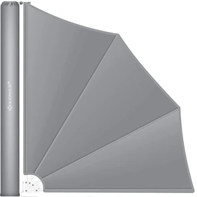Abbildung von KESSER® Balkonfächer klappbar mit Wandhalterung 140x140cm Sichtschutz Balkon Windschutz Balkonsichtschutz Seitenmarkise witterungsbeständig inkl. Montagematerial Hellgrau