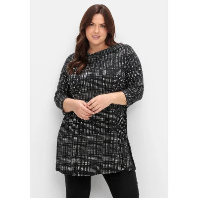 Abbildung von Sheego Langarmshirt, Damen, Größe: 44/46, Schwarz weiß