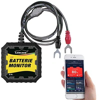 Abbildung von Lescars Batterietester 12V: Kfz und Wächter für 12 Volt, mit Bluetooth &amp; App, IP65 (Batteriemonitor Bluetooth, Batterieanzeige, Batteriewächter Zigarettenanzünder Test)