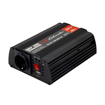 Abbildung von Schumacher INV 300 Spannungswandler Modifizierter Sinus Wechselrichter 12V DC &gt; 220V/240V AC Dauerleistung W Überspannungs , Unterspannungs Überlast und Thermoschutz Lüfter Geräuschlos