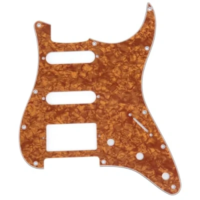 Abbildung von Musiclily HSS 11 Löcher Strat Schlagbrett Pickguard für Fender American/Mexican Standard Stratocaster Modern Style E Gitarre,4 lagig Yellow Pearl