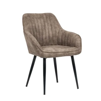 Abbildung von riess ambiente Polsterstuhl TURIN vintage taupe / schwarz (Einzelartikel, 1 St), Esszimmer · Microfaser Metall mit Armlehne Retro Design