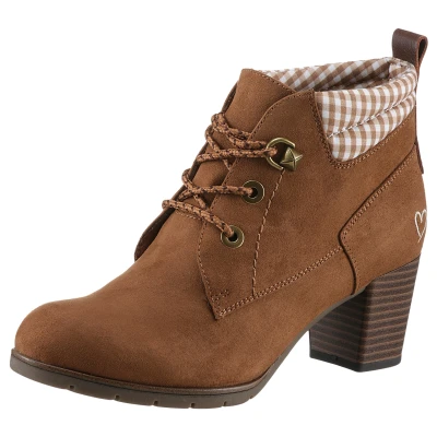 Abbildung von MARCO TOZZI Ankleboots, Blockabsatz, Trachtenmode, Schnürstiefelette mit Label an der Ferse
