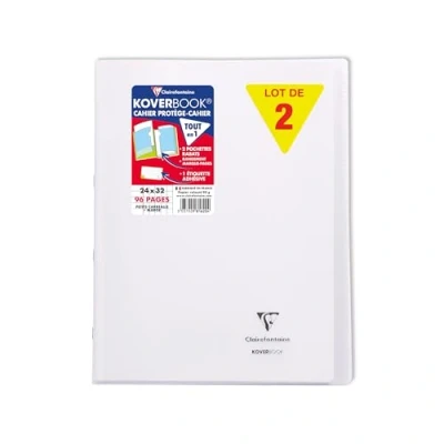Abbildung von Clairefontaine 981620C Packung mit 10 Heften Koverbook DIN A4+, 24x32cm, 48 Blatt kariert Rand, 90g, Einband PP, Transparent, 1 Pack