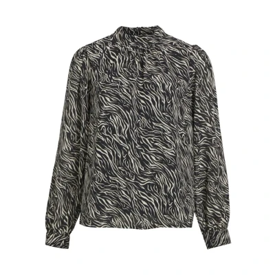 Abbildung von Object Jmila L/S HIGH NECK NOOS Bluse, Damen, Größe: 42, Blackaop:sandshell zebra