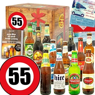 Abbildung von Geschenk zum 55. für Ihn + 12x Bier Welt Geburtstag