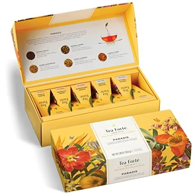 Abbildung von Tea Forte Petite Presentation Box Samplers, Assorted Variety Box, 10 handgefertigte Pyramid Infusers (Paradis)