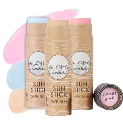 Abbildung von Aloha Sun Stick LSF 50+ Gesichtsmineral Sonnenschutz zum Surfen Eco Paper 20g (3 pack)