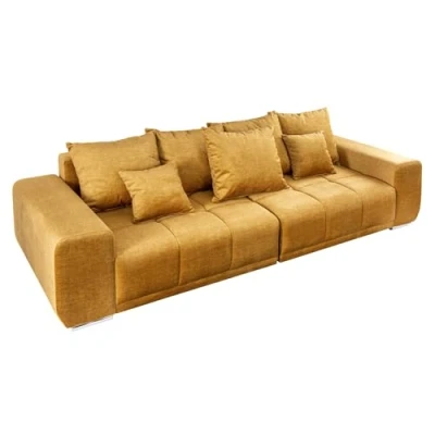 Abbildung von riess ambiente Big Sofa ELEGANCIA 285cm senfgelb, Einzelartikel 1 Teile, XXL Couch · Samt mit Federkern inkl. Kissen Design