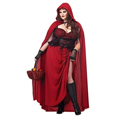 Abbildung von California Costumes Übergröße, dunkelrotes Reitkäppchen Kostüm, Rot/Ausflug, einfarbig (Getaway Solids), XXL