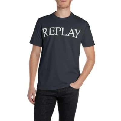 Abbildung von Replay Tshirt print, Herren, Größe: Small, Night blue