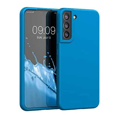 Abbildung von kwmobile Hülle kompatibel mit Samsung Galaxy S22 Plus Silikon Handy Case Handyhülle weiche Oberfläche kabelloses Laden Karibikblau