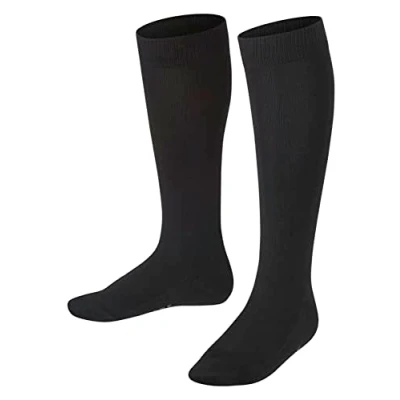 Abbildung von FALKE Unisex Kinder Kniestrümpfe Family K KH nachhaltige biologische Baumwolle lang einfarbig 1 Paar, Schwarz (Black 3000) neu umweltfreundlich, 23 26