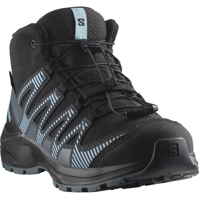 Abbildung von Salomon XA PRO V8 MID WP Unisex Hikingschuh für Kinder, Größe: 32, Black/neptune/alaskan blue Textil/synthetik