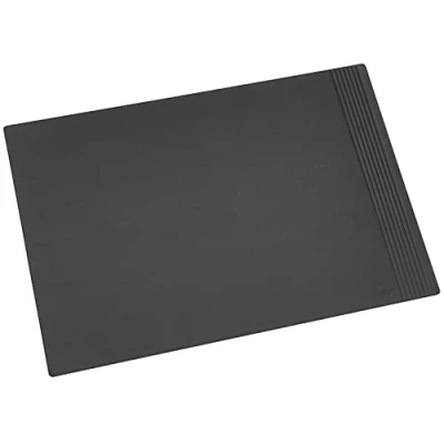 Abbildung von Läufer 38526 La Linea Schreibtischunterlage, 30x42 cm, naturgenarbtes Rindsleder, schwarz, Handgefertigt aus Echtleder in Deutschland, Schreibunterlage Leder