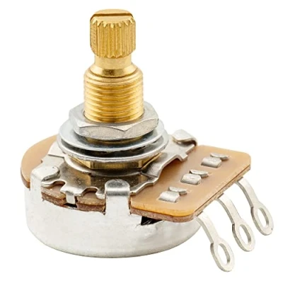 Abbildung von Musiclily Pro HD A500K Messing Metrisch Grob 18 Zähne Split Shaft Poti Audio Taper Potentiometer für E Gitarre und Bass