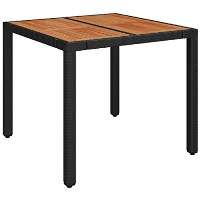 Abbildung von vidaXL Gartentisch mit Holzplatte Terrassentisch Tisch Esstisch Balkontisch Partytisch Gartenmöbel Garten Schwarz 90x90x75cm Poly Rattan