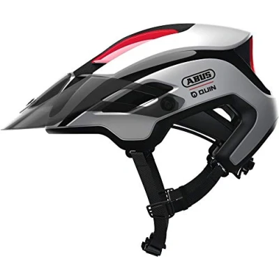 Abbildung von ABUS Montainbike Helm MonTrailer Quin Smarter Fahrradhelm mit Crash Erkennung und SOS Alarm System Unisex Weiß, Größe L